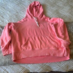 aerie Orange and Pink Hooded 3/4 Sleeve Sweatshirt